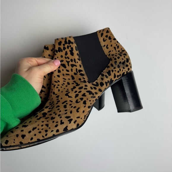 RAG & BONE “Aslen” Cheetah Print Suede Square Heel Ankle Boots - Picture 9 of 11